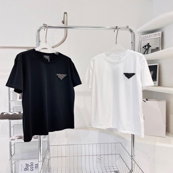 women's t-shirt ss early spring product p heavy industry nail pearl river delta decoration loose style men's and women's same, White
women's t-shirt ss early spring product p heavy industry nail pearl river delta decoration loose style men's and women's same, White
