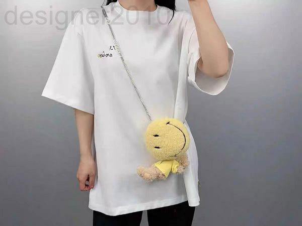 women's t-shirt designer correct version 2022 spring and summer new 13d smiling face co branded diagonal cross small bag wearing bear s, White
women's t-shirt designer correct version 2022 spring and summer new 13d smiling face co branded diagonal cross small bag wearing bear s, White