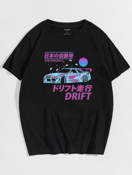 men car & letter graphic tee f5sg#, White;black 
men car & letter graphic tee f5sg#, White;black