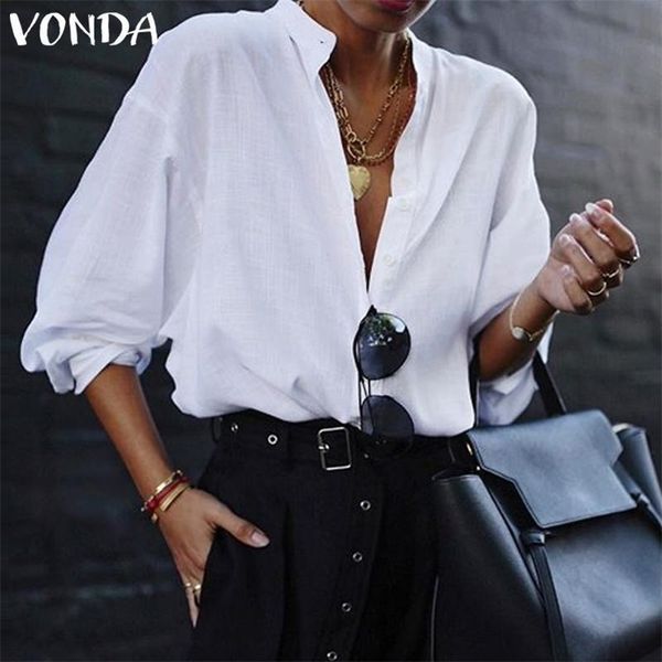 vonda new women blouses summer office lady white shirts lantern sleeve buttons deep v neck white blouse plus size lj200811
vonda new women blouses summer office lady white shirts lantern sleeve buttons deep v neck white blouse plus size lj200811