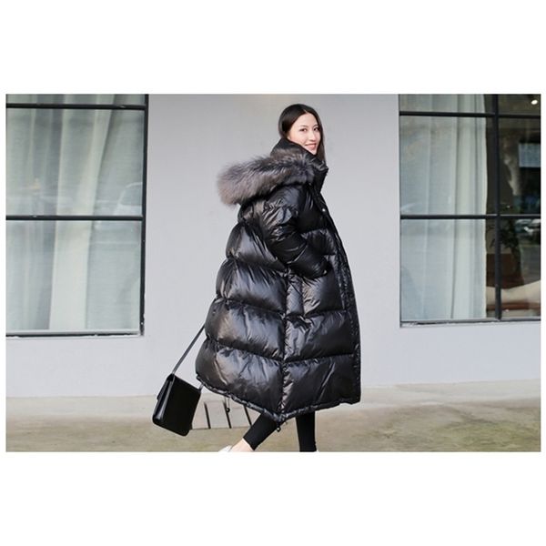 womens winter black loose faux fur collar coat fashion casual hat long style waterproof padded windproof down jacket women y201026
womens winter black loose faux fur collar coat fashion casual hat long style waterproof padded windproof down jacket women y201026