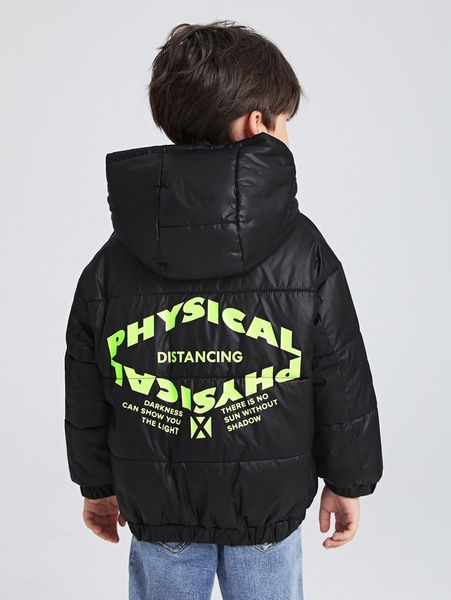 toddler boys slogan graphic hooded jacket she, Blue;gray 
toddler boys slogan graphic hooded jacket she, Blue;gray