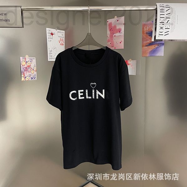 women's t-shirt designer correct high version ce family valentine's day co branded lisa same love printing rivet letter short slee, White
women's t-shirt designer correct high version ce family valentine's day co branded lisa same love printing rivet letter short slee, White