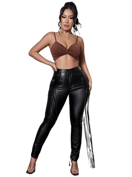 sxy fringe detail high waist patent jeans k58t#, Blue
sxy fringe detail high waist patent jeans k58t#, Blue