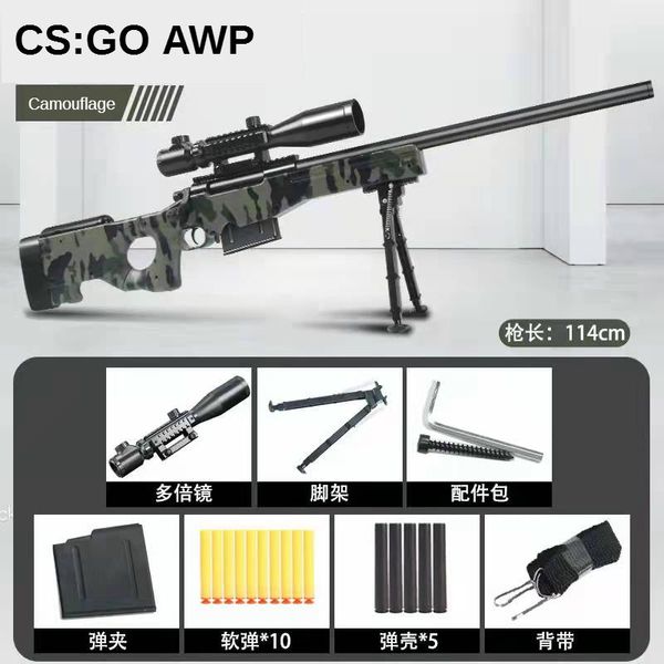 Image of AWP Sniper Rifle Toy Guns Blaster Foam Dart Realistic Shooting Launcher Model For Boys Adults