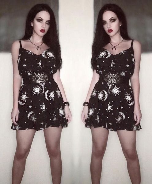 casual dresses emo sleeveless shirt black v neck mini gothic dress moon sun print e girl punk goth clothing straps harajuku vestidos, Black;gray
casual dresses emo sleeveless shirt black v neck mini gothic dress moon sun print e girl punk goth clothing straps harajuku vestidos, Black;gray