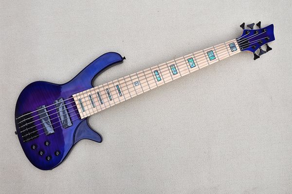 factory custom blue purple 6-string electric bass guitar with flame maple veneer black hardwares maple fingerboard abalone fret inlay offer
factory custom blue purple 6-string electric bass guitar with flame maple veneer black hardwares maple fingerboard abalone fret inlay offer