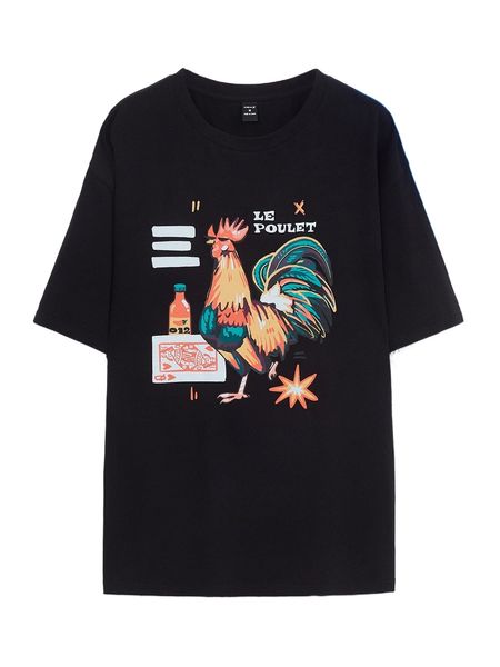 x sophianoel men animal & letter graphic tee 58br#, White;black