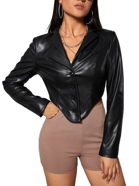 button front asymmetrical hem jacket b2qs#, Black;brown
button front asymmetrical hem jacket b2qs#, Black;brown
