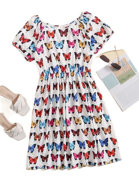 1pc butterfly print raglan sleeve dress 13js#, Black;gray
1pc butterfly print raglan sleeve dress 13js#, Black;gray