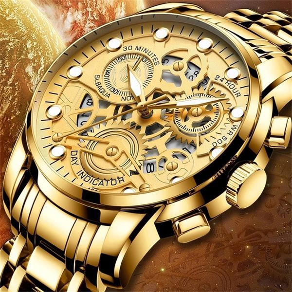 fngeen brand gold watch men's hollow quartz watch stainless steel band waterproof luminous fashion watches relogio masculino 220810, Slivery;brown
fngeen brand gold watch men's hollow quartz watch stainless steel band waterproof luminous fashion watches relogio masculino 220810, Slivery;brown