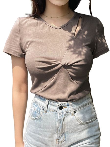 dazy twist front cut out tee c1tu#, White