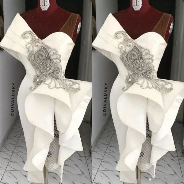 2022 ivory prom dresses sleeveless one shoulder strap luxury beaded crystals ruffles peplum tea length cocktail party evening gown vestido c, Black
2022 ivory prom dresses sleeveless one shoulder strap luxury beaded crystals ruffles peplum tea length cocktail party evening gown vestido c, Black