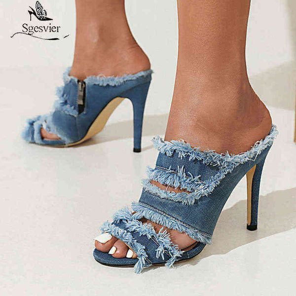 sgesvier denim jeans fabric blue women shoes high heel slides 2022 brand new open toe slippers slip-on mules sandals size 33-43 220610, Black
sgesvier denim jeans fabric blue women shoes high heel slides 2022 brand new open toe slippers slip-on mules sandals size 33-43 220610, Black