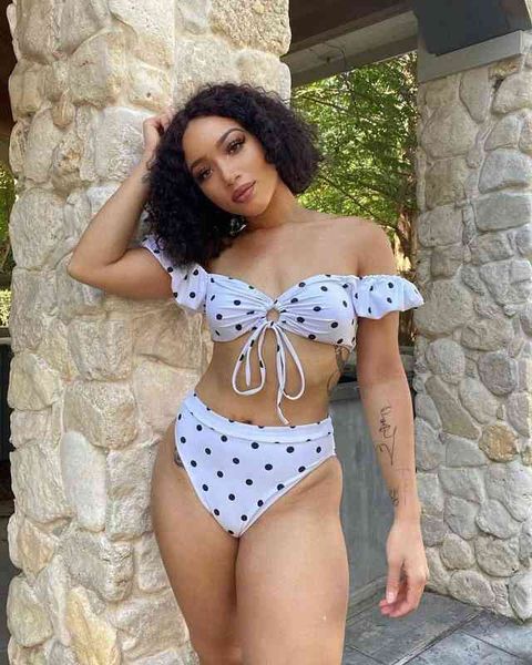 high waisted bikini knot women's swimsuit with large bra, White;black
high waisted bikini knot women's swimsuit with large bra, White;black