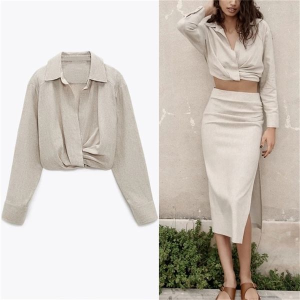 pleated linen cropped blouse women long sleeve elastic hem vintage short woman chic side zip spring shirts 210524, White
pleated linen cropped blouse women long sleeve elastic hem vintage short woman chic side zip spring shirts 210524, White