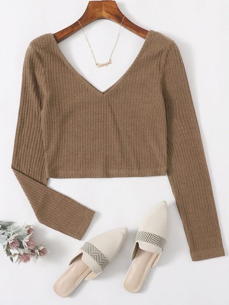 solid rib-knit crop tee d4bu#, White
