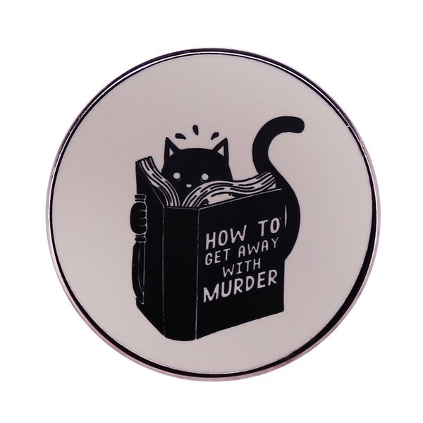 how to get away with murder enamel pin cartoon art black cat reading book badge funny jewelry, Blue
how to get away with murder enamel pin cartoon art black cat reading book badge funny jewelry, Blue