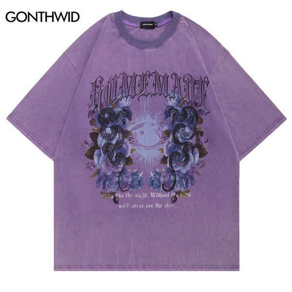 distressed tshirt men vintage snake python floral print punk gothic tshirt hip hop casual short sleeve loose shirts tee 220622, White;black
distressed tshirt men vintage snake python floral print punk gothic tshirt hip hop casual short sleeve loose shirts tee 220622, White;black