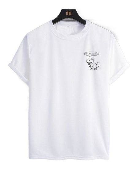 men dinosaur & slogan graphic tee p9pq#, White;black