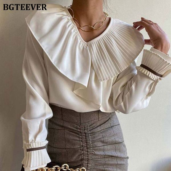 chic women pleated turn-down collar blouse casual loose long sleeve female solid shirts 2021 spring, White
chic women pleated turn-down collar blouse casual loose long sleeve female solid shirts 2021 spring, White