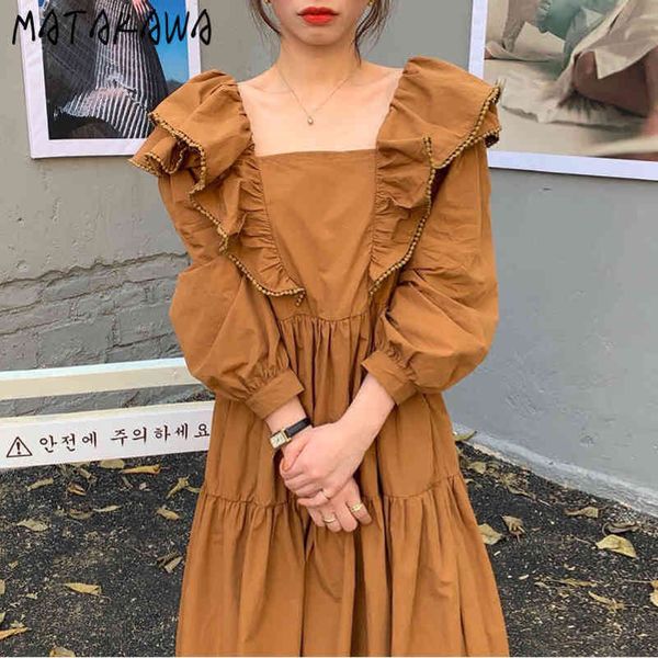 stitching loose large swing long sleeve vestidos korean retro square collar woman dress double layer ruffle femme robe 210506, Black;gray
stitching loose large swing long sleeve vestidos korean retro square collar woman dress double layer ruffle femme robe 210506, Black;gray
