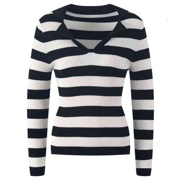 women's knits tees autumn and winter v-neck striped black white contrast knit sweater bottoms women's fashion enz9
women's knits tees autumn and winter v-neck striped black white contrast knit sweater bottoms women's fashion enz9