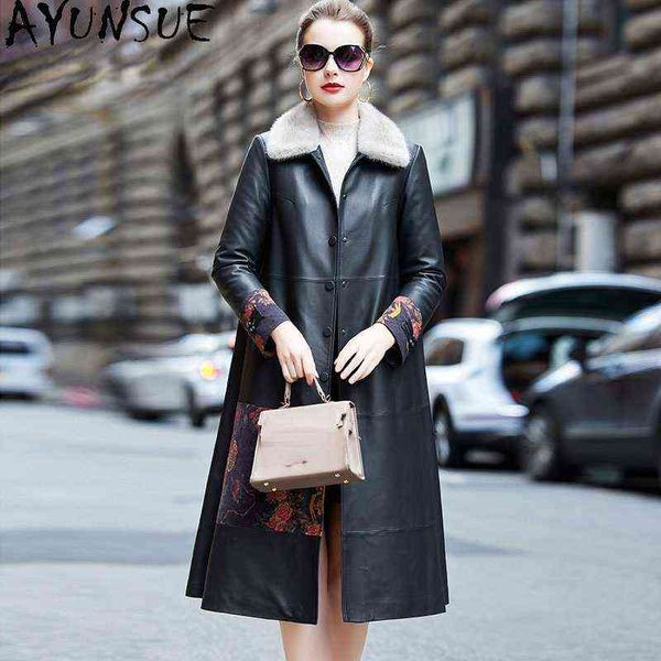ayunsue 100 real sheepskin leather jacket women down jackets winter mink fur collar jacket long leather jackets monteau femme j220727, Black
ayunsue 100 real sheepskin leather jacket women down jackets winter mink fur collar jacket long leather jackets monteau femme j220727, Black