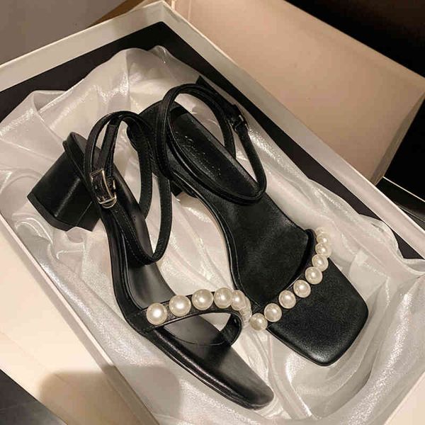 sandals one line sandals women's head pearl ankle trip belt medium thick heel sheepskin buckle simple high heels wy3n, Black
sandals one line sandals women's head pearl ankle trip belt medium thick heel sheepskin buckle simple high heels wy3n, Black