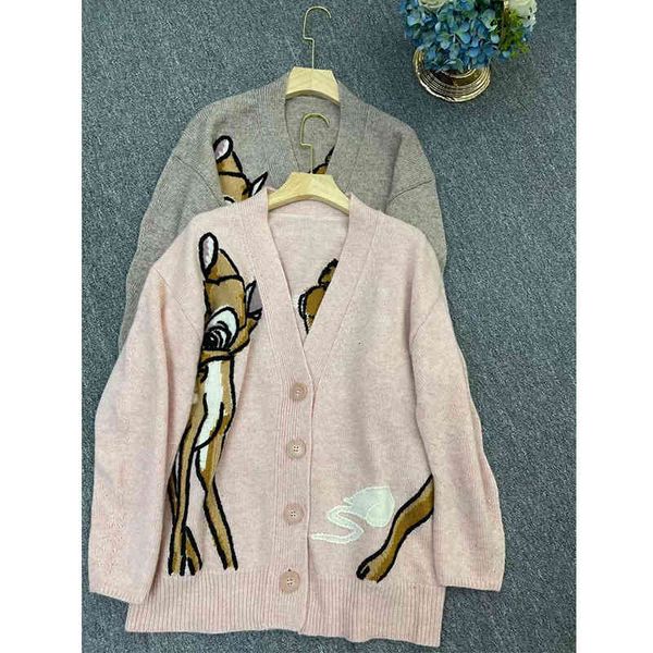 women's sweaters cure aging soft waxy 1oo cotton wool heavy industry deer pattern lazy loose thin knitted cardigan jacket women, White;black
women's sweaters cure aging soft waxy 1oo cotton wool heavy industry deer pattern lazy loose thin knitted cardigan jacket women, White;black