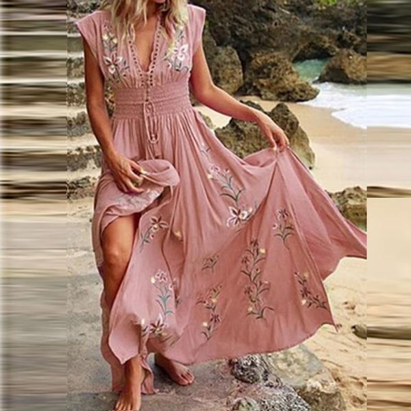 casual dresses summer dress maxi beach french style a line embroidery flower sleeve v neck long robe femme, Black;gray
casual dresses summer dress maxi beach french style a line embroidery flower sleeve v neck long robe femme, Black;gray