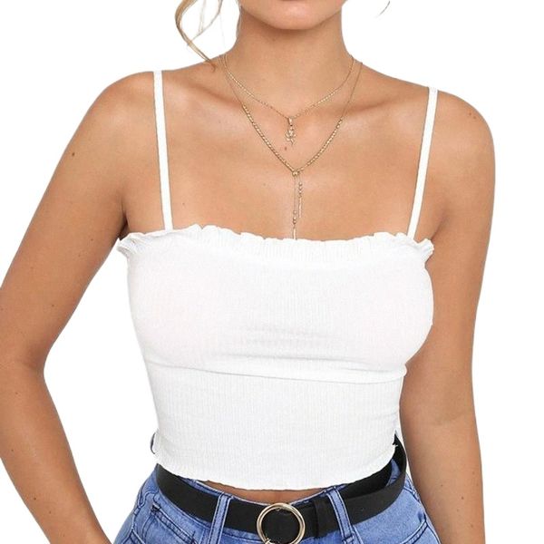 women's tanks & camis fashion womens summer ruffles tank vest off shoulder halter bustier cropped for women haut femme d043#, White
women's tanks & camis fashion womens summer ruffles tank vest off shoulder halter bustier cropped for women haut femme d043#, White