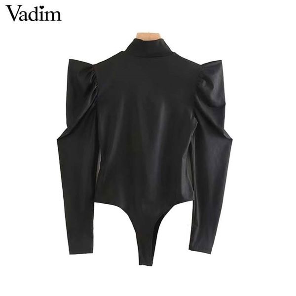 women basic solid bodysuits puff sleeve stretchy playsuits black gray female casual wear retro lb638 y200401, Black;white
women basic solid bodysuits puff sleeve stretchy playsuits black gray female casual wear retro lb638 y200401, Black;white