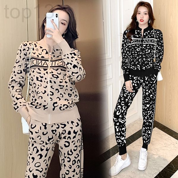 women's tracksuits designer 2021 early autumn new fashion brand leopard zipper cardigan sweater + slim fit pants two piece set for wome, Gray
women's tracksuits designer 2021 early autumn new fashion brand leopard zipper cardigan sweater + slim fit pants two piece set for wome, Gray