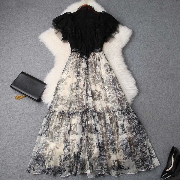 2022 summer elegant casual dress black sleeveless round neck animal print lace panel ruffle long dress m15t9591, Black;gray
2022 summer elegant casual dress black sleeveless round neck animal print lace panel ruffle long dress m15t9591, Black;gray