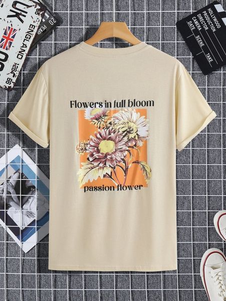 men floral & slogan graphic tee 74nv#, White;black
men floral & slogan graphic tee 74nv#, White;black