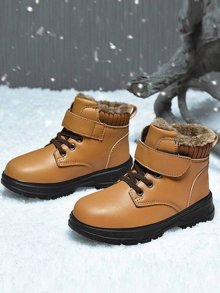 boys solid hook-and-loop fastener strap snow boots she, Black;grey 
boys solid hook-and-loop fastener strap snow boots she, Black;grey