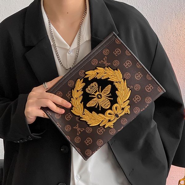 clutch bags toiletry bag pouch 26 brown flower leather handbags purses men wallets women handbag shoulder fashion 47542