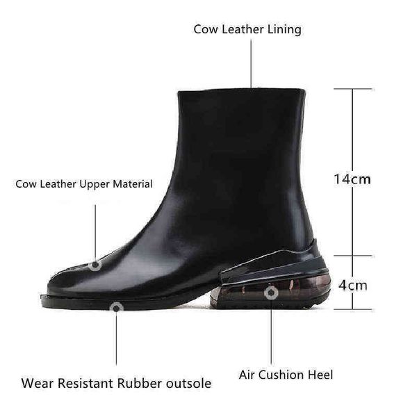 dress shoes split toe air cushion ankle boot cow leather women genuine woman 4cm medium heel tabi ninja lady short 220715, Black
dress shoes split toe air cushion ankle boot cow leather women genuine woman 4cm medium heel tabi ninja lady short 220715, Black