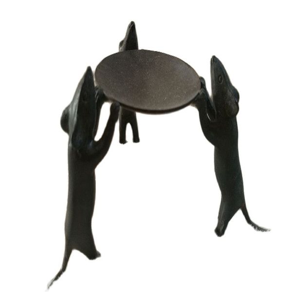 china old beijing three mouse copper candlestick, Black
china old beijing three mouse copper candlestick, Black