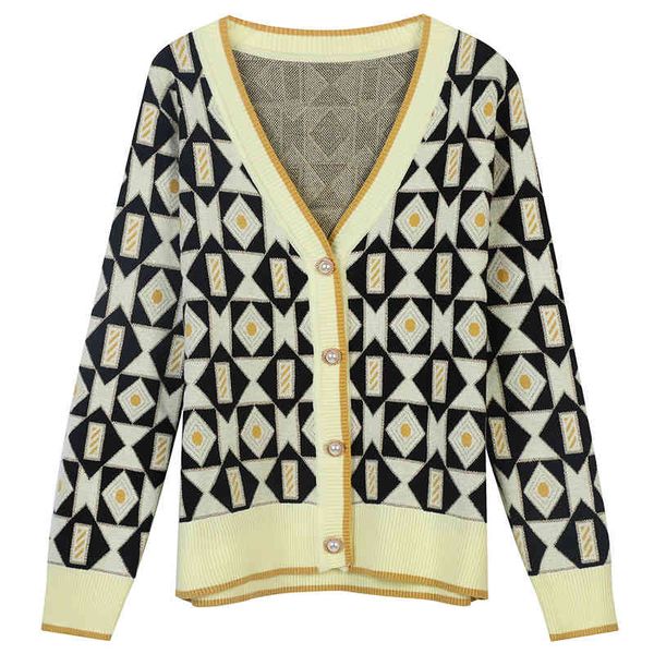 women's sweaters autumn and winter sweater age reduction geometric drawing jacquard v-neck french knitted cardigan women's xbhh, White;black
women's sweaters autumn and winter sweater age reduction geometric drawing jacquard v-neck french knitted cardigan women's xbhh, White;black