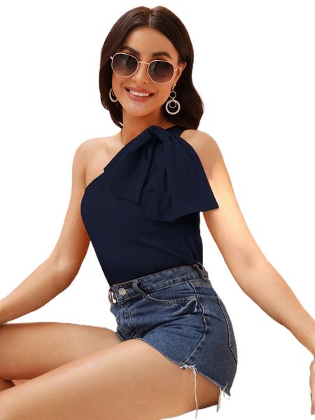 one shoulder bow front y7js#, White
one shoulder bow front y7js#, White