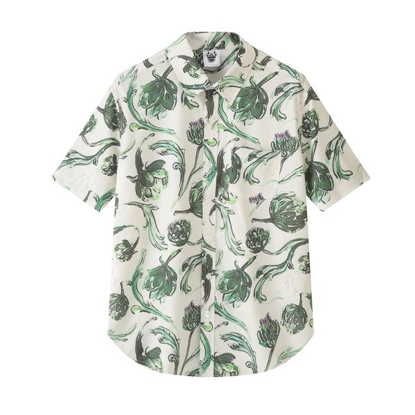 european and american men's wear summer 2022 new short sleeve lapel single breasted green print fashion shirt, White;black
european and american men's wear summer 2022 new short sleeve lapel single breasted green print fashion shirt, White;black