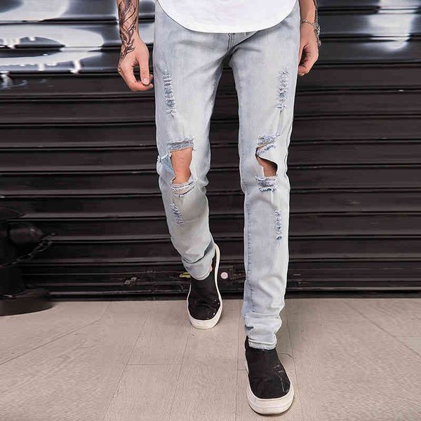men's jeans leggings spring street men's jeans with holes 56ae, Blue