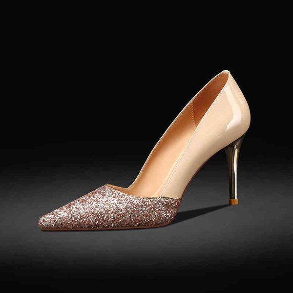 dress shoes spring and summer women's shoes pointed thin heels high color matching electroplating heel temperament spicy cow patent u2r, Black
dress shoes spring and summer women's shoes pointed thin heels high color matching electroplating heel temperament spicy cow patent u2r, Black