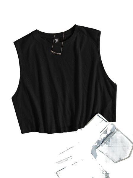 plus solid tank e3h9#, Black 
plus solid tank e3h9#, Black
