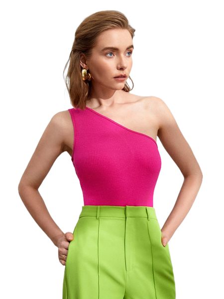 one shoulder ribbed knit bodysuit z7s1#, White
one shoulder ribbed knit bodysuit z7s1#, White