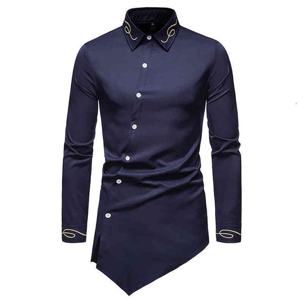 men's casual shirts spring and autumn men's solid color lapel shirt youth irregular hem cardigan embroidered long sleeved shirt yl, White;black
men's casual shirts spring and autumn men's solid color lapel shirt youth irregular hem cardigan embroidered long sleeved shirt yl, White;black