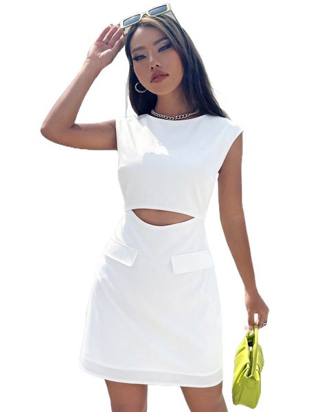 cutout waist flap detail dress j2yq#, Black;gray
cutout waist flap detail dress j2yq#, Black;gray