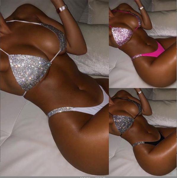 bikini set women luxury bling rhinestone sliver crystal diamond swimsuit halter push up bandage swimwear, White;black
bikini set women luxury bling rhinestone sliver crystal diamond swimsuit halter push up bandage swimwear, White;black